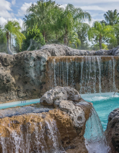 Custom Made Commercial Recreational Rock Pond with Man Made Waterfalls